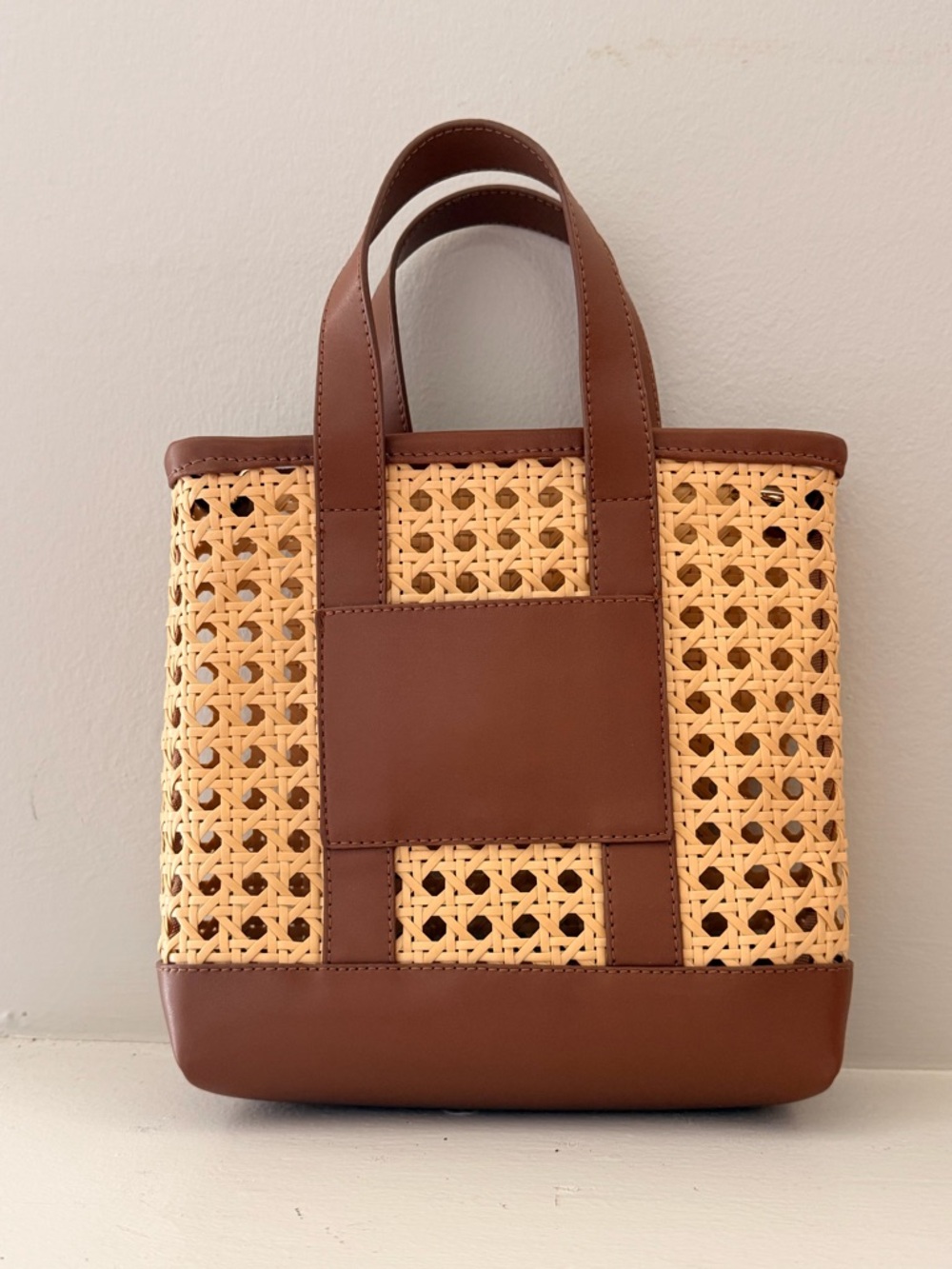 J. Crew Brown Woven Rattan Tote Bag - Classic Summer Handbag